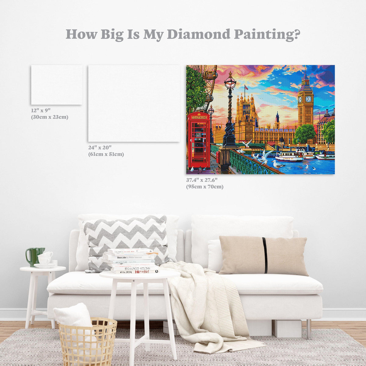 Diamond Painting London 37.4" x 27.6″ (95cm x 70cm) / Square with 63 Colors including 3 ABs