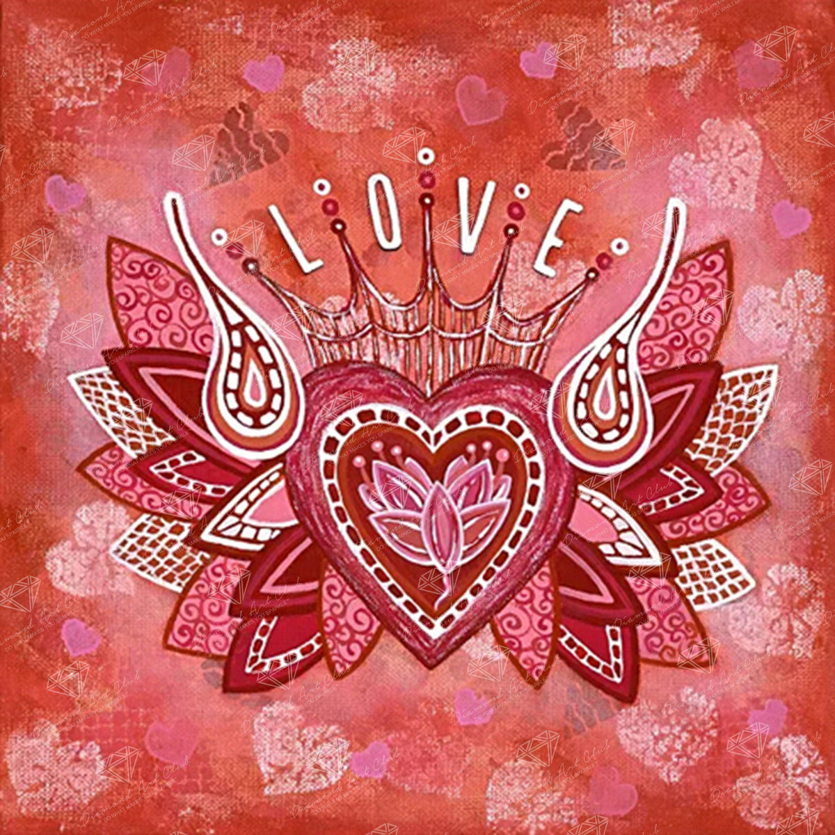 Diamond Painting Love 12.6″ x 12.6″ (32cm x 32cm) / Square with 16 Colors