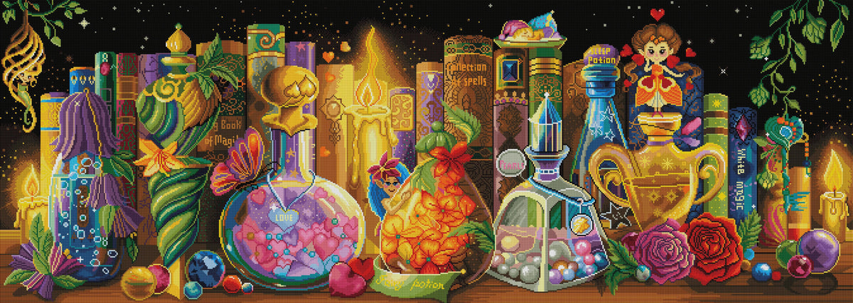 Diamond Painting Magic Potion 66.1" x 23.6" (168cm x 60cm) / Square With 71 Colors Including 4 ABs / 161,760