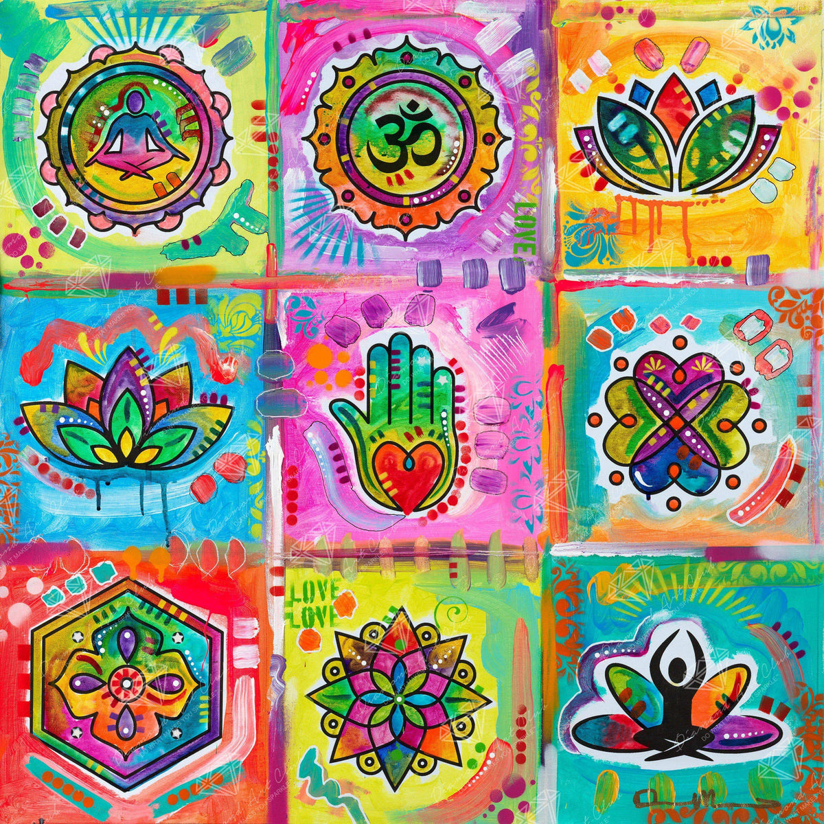 Diamond Painting Meditation Squares 27.6" x 27.6" (70cm x 70cm) / Square With 58 Colors Including 5 ABs / 76,729