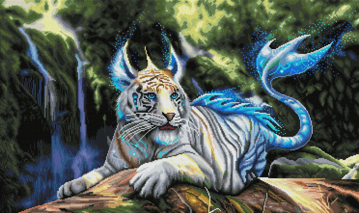 Diamond Painting Nero Tiger Luminous Ages 37" x 22" (94cm x 56cm) / Square with 55 Colors including 5 ABs / 82,212