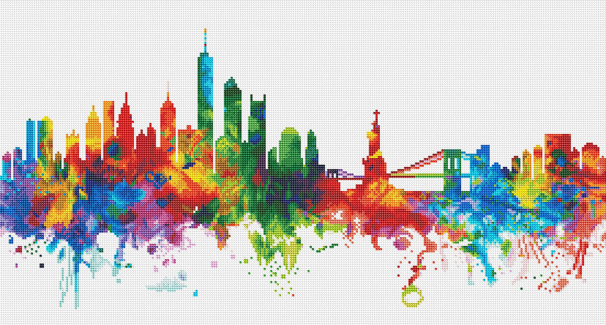 Diamond Painting New York Skyline 16.5″ x 30.7″ (42cm x 78cm) / Round With 41 Colors Including 3 ABs / 40,848