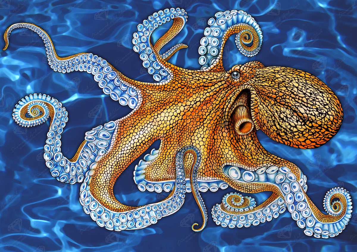 Diamond Painting Octopus 39" x 27.6" (99cm x 70cm) / Square With 22 Colors Including 4 ABs / 111,557