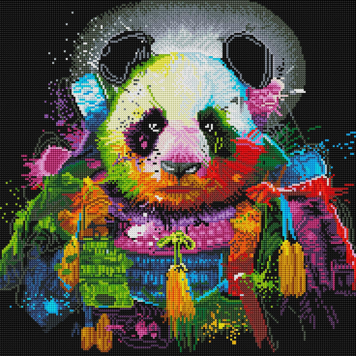 Diamond Painting Panda Samurai 20.5″ x 20.5″ (52 cm x 52cm) / Round With 44 Colors Including 2 ABs / 33,856