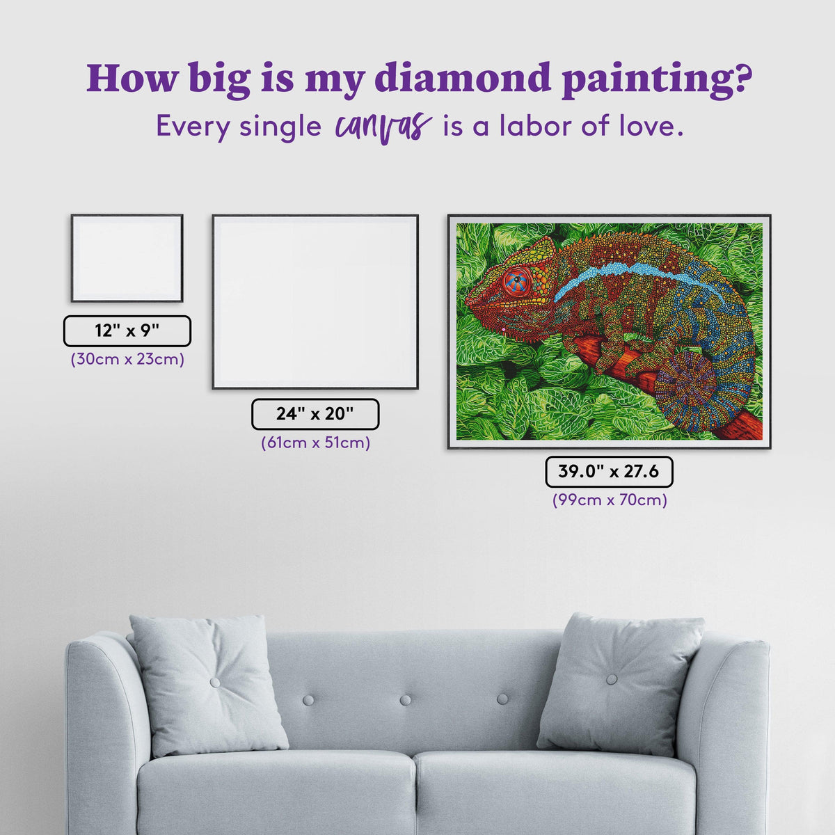 Diamond Painting Panther Chameleon 39" x 27.6" (99cm x 70cm) / Square With 35 Colors Including 4 ABs / 111,557