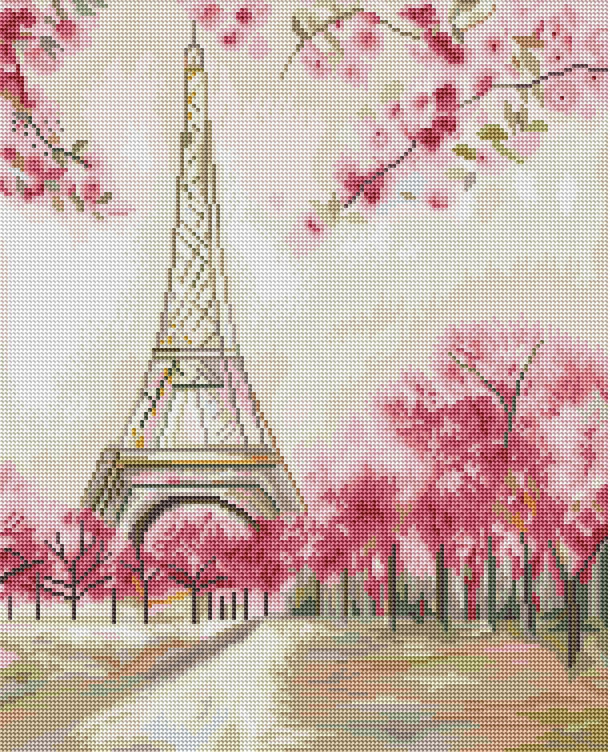 Diamond Painting Paris Spring 17" x 21" (43cm x 53cm) / Round with 36 Colors including 2 ABs / 28,576