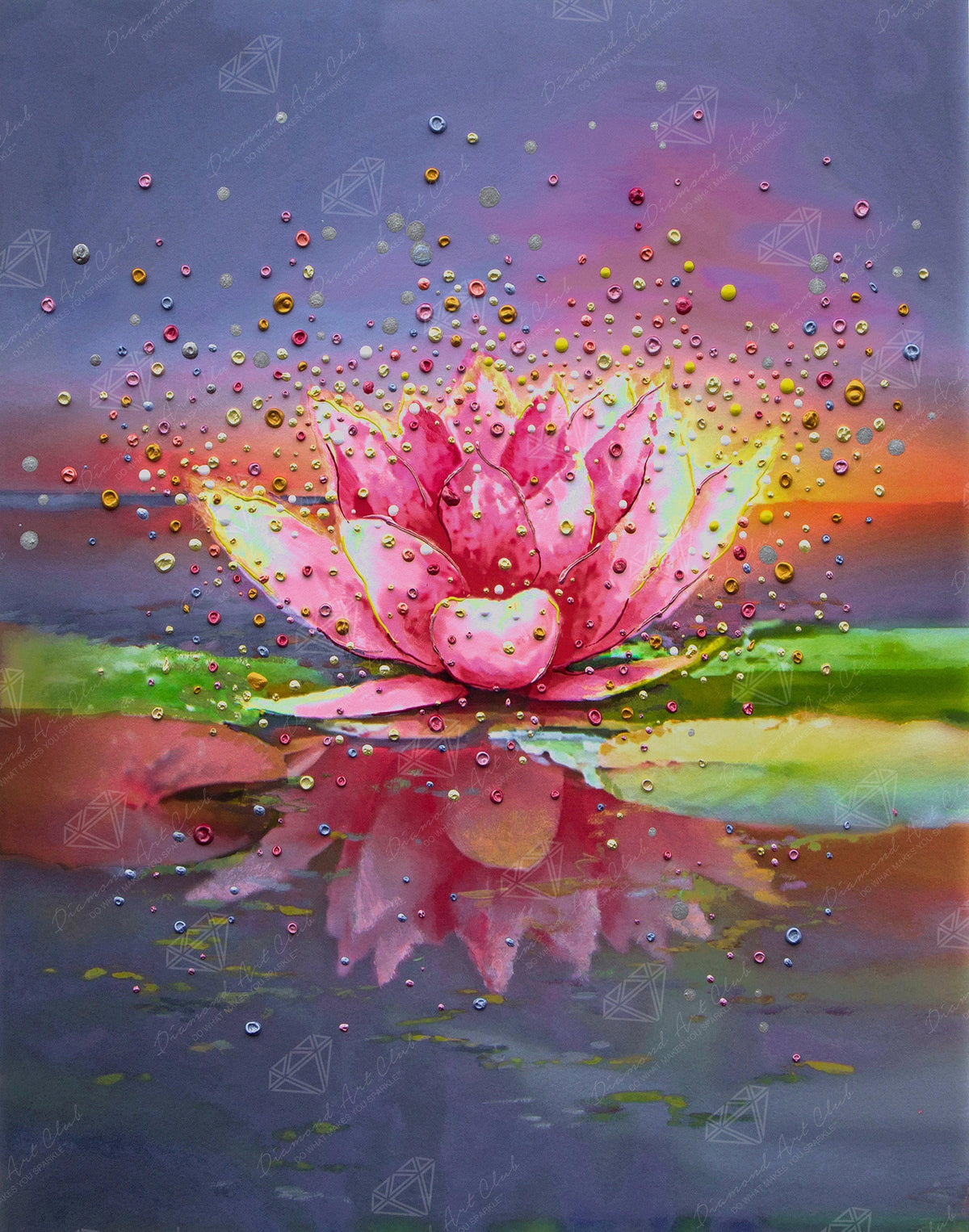 Diamond Painting Pink Lotus 22" x 28″ (56cm x 71cm) / Round with 57 Colors including 3 ABs / 30,446