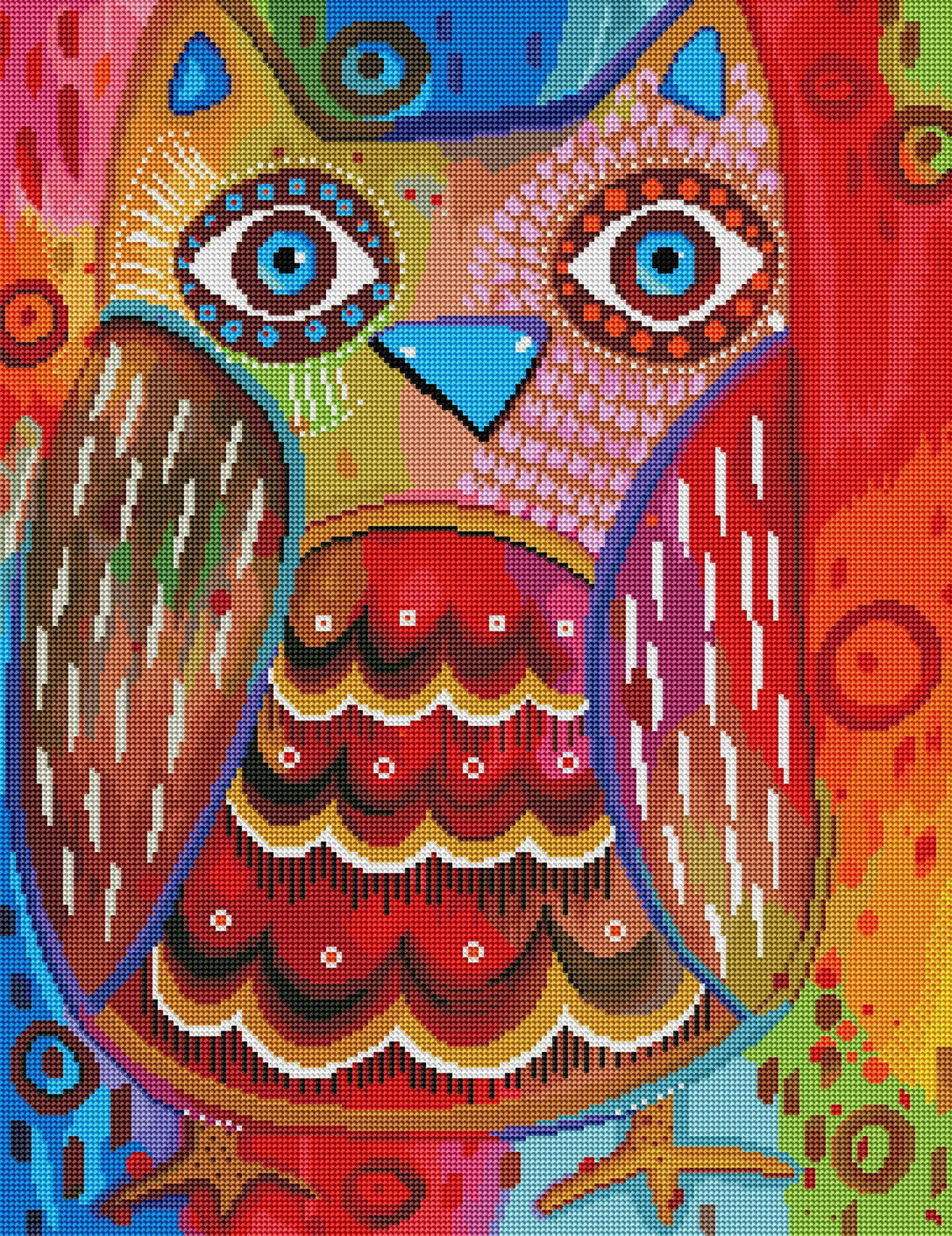 Diamond Painting Proud Owl 20" x 26" (51cm x 66cm) / Round With 57 Colors Including 4 ABs / 42,535