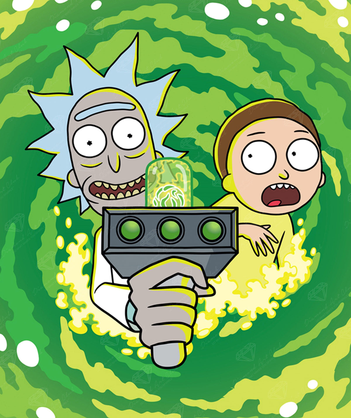 Diamond Painting Rick and Morty™ 17" x 20" (43cm x 51cm) / Round with 19 Colors including 1 AB / 27,512