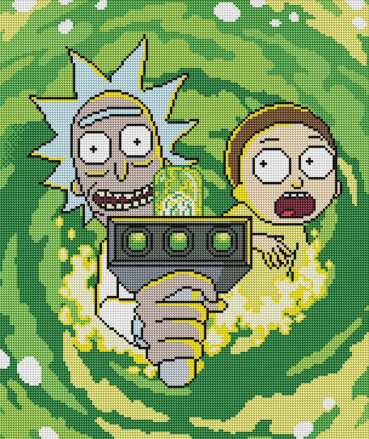 Diamond Painting Rick and Morty™ 17" x 20" (43cm x 51cm) / Round with 19 Colors including 1 AB / 27,512