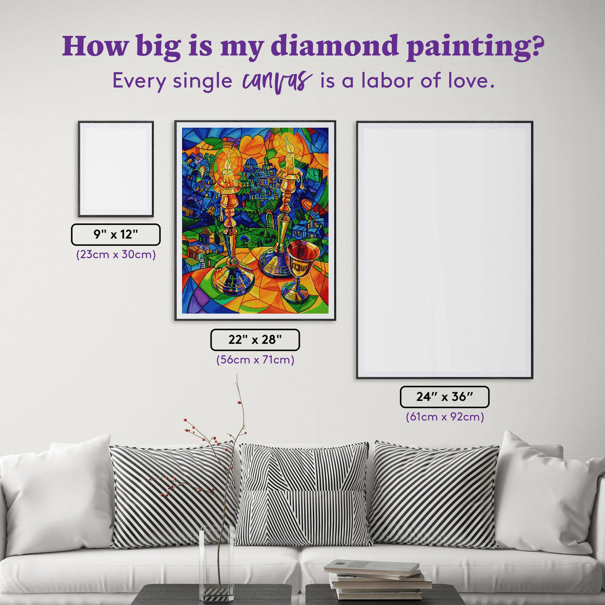 Diamond Painting Sabbath in Jerusalem 22" x 28" (56cm x 71cm) / Square With 43 Colors Including 3 ABs / 62,101