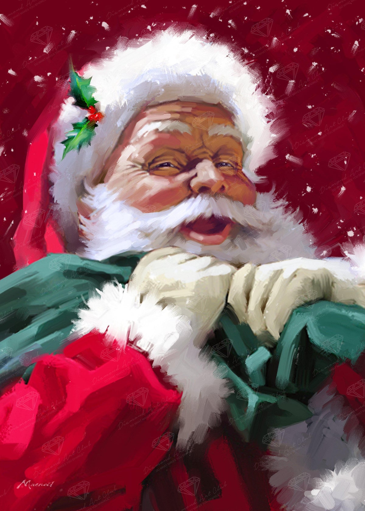 Diamond Painting Santa Face 20" x 28″ (51cm x 71cm) / Round With 40 Colors Including 1 AB / 45,362