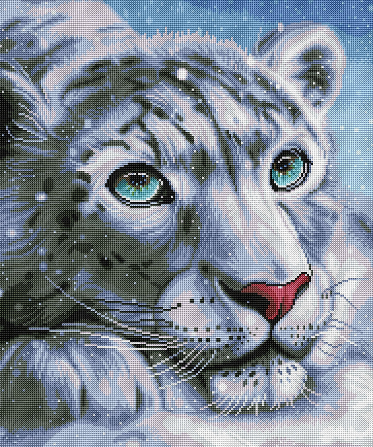 Diamond Painting Snow Leopard 20" x 24" (51cm x 61cm) / Round with 25 Colors including 2 ABs / 39,277