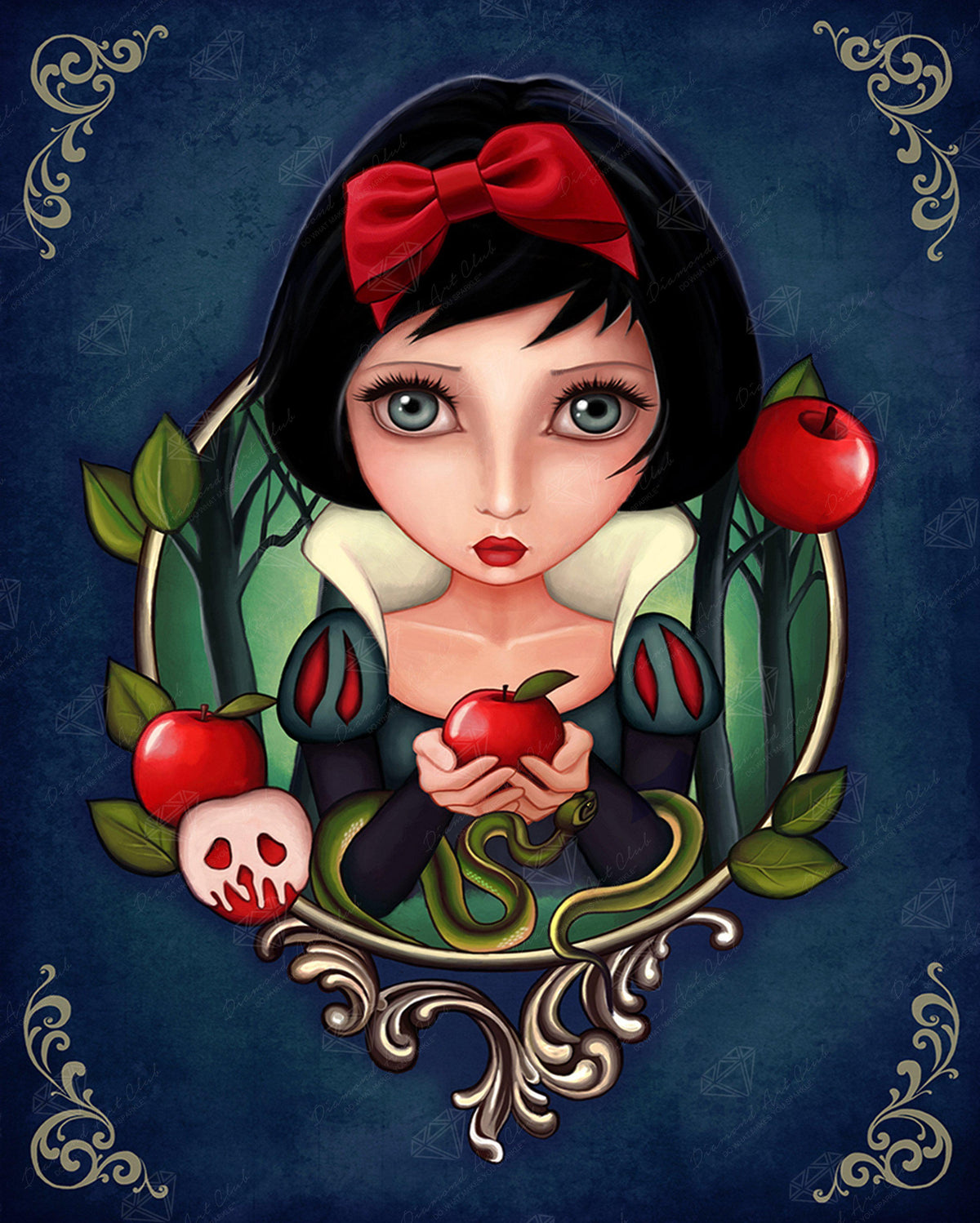 Diamond Painting Snow White 16" x 20″ (41cm x 51cm) / Square with 46 Colors including 4 ABs / 32,361