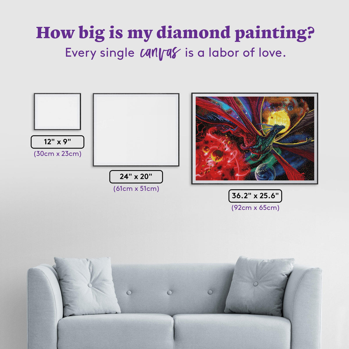 Diamond Painting Space Dragon 36.2" x 25.6" (92cm x 65cm) / Square with 67 Colors including 4 ABs / 96,309