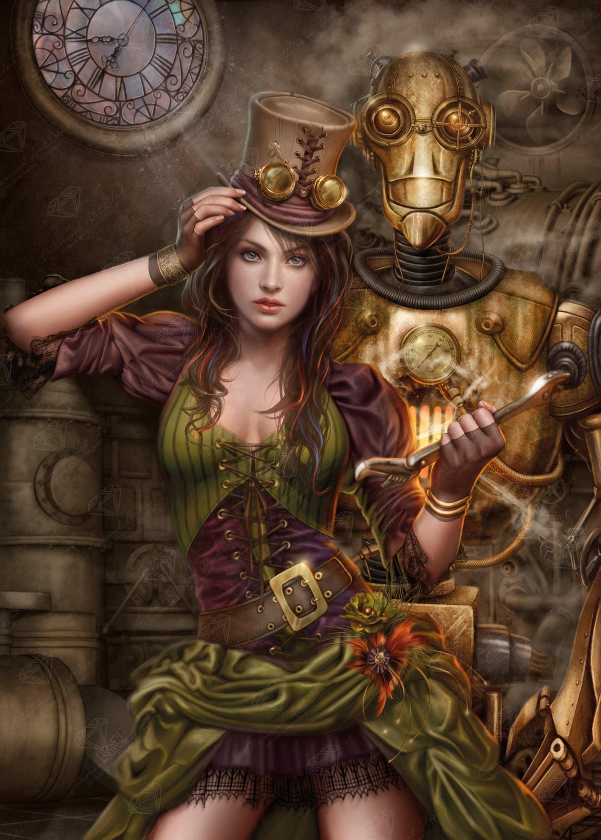 Diamond Painting Steampunk Prowess 27.1" x 37.9" (68.9cm x 96.3cm) / Square With 65 Colors Including 2 ABs / 107,199