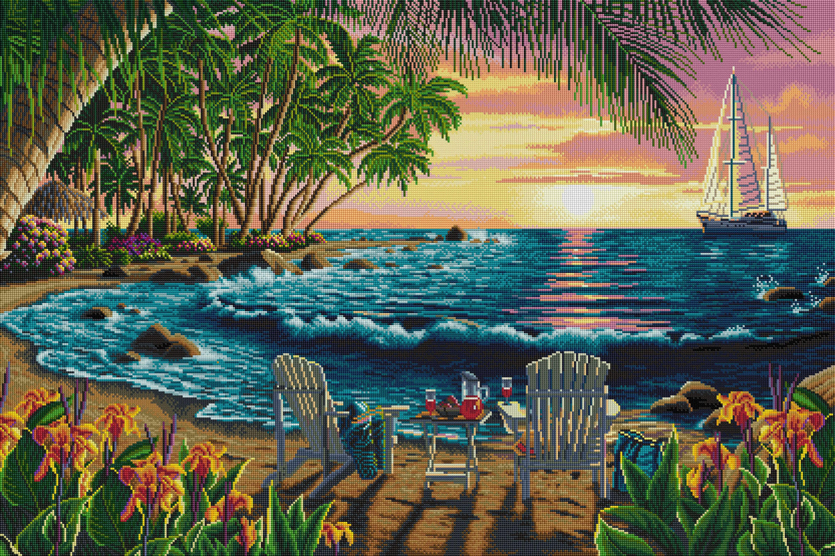 Diamond Painting Summer Breeze Bay 41.3" x 27.6" (105cm x 70cm) / Square With 58 Colors Including 5 ABs / 115,232