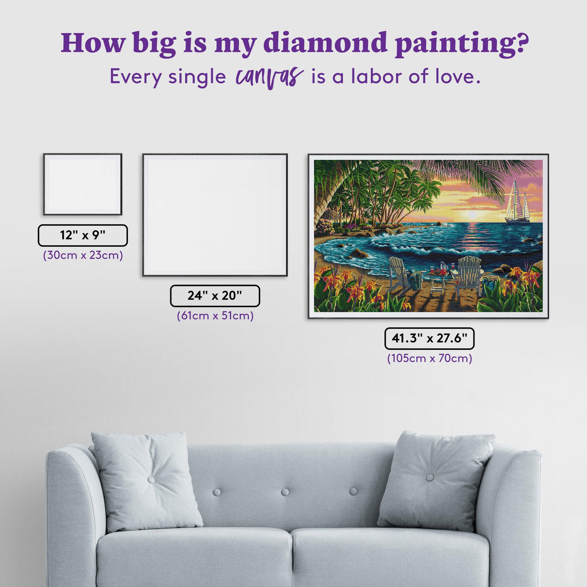 Diamond Painting Summer Breeze Bay 41.3" x 27.6" (105cm x 70cm) / Square With 58 Colors Including 5 ABs / 115,232