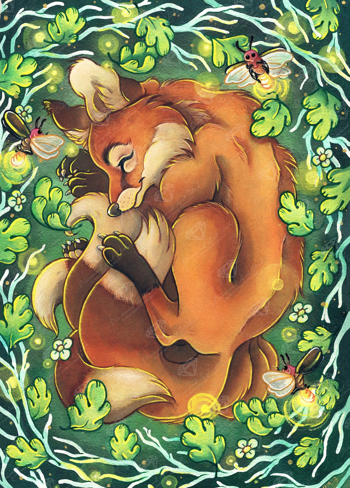 Diamond Painting The Dreaming Kitsune 20" x 28" (50.7cm x 70.6cm) / Round with 34 Colors including 4 ABs / 45,612