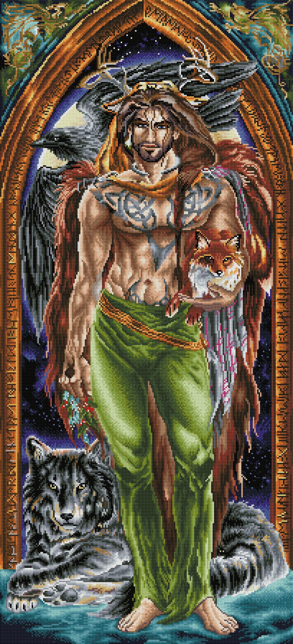 Diamond Painting The Druid 20" x 44" (50.8cm x 111.6cm) / Square with 55 Colors including 3 ABs / 91,392