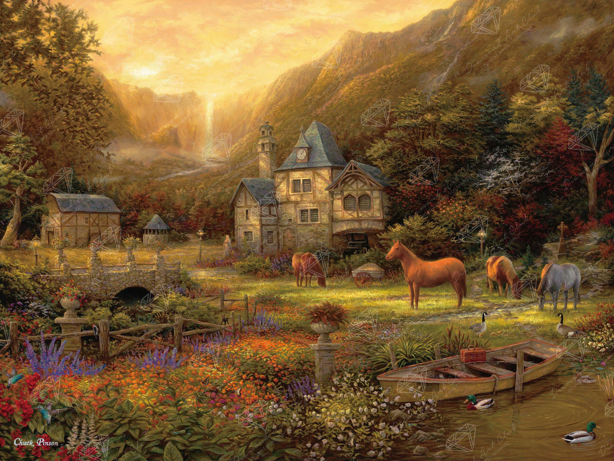 Diamond Painting The Golden Valley 36.6" x 27.6″ (93cm x 70cm) / Square with 53 Colors including 2 ABs / 102,213