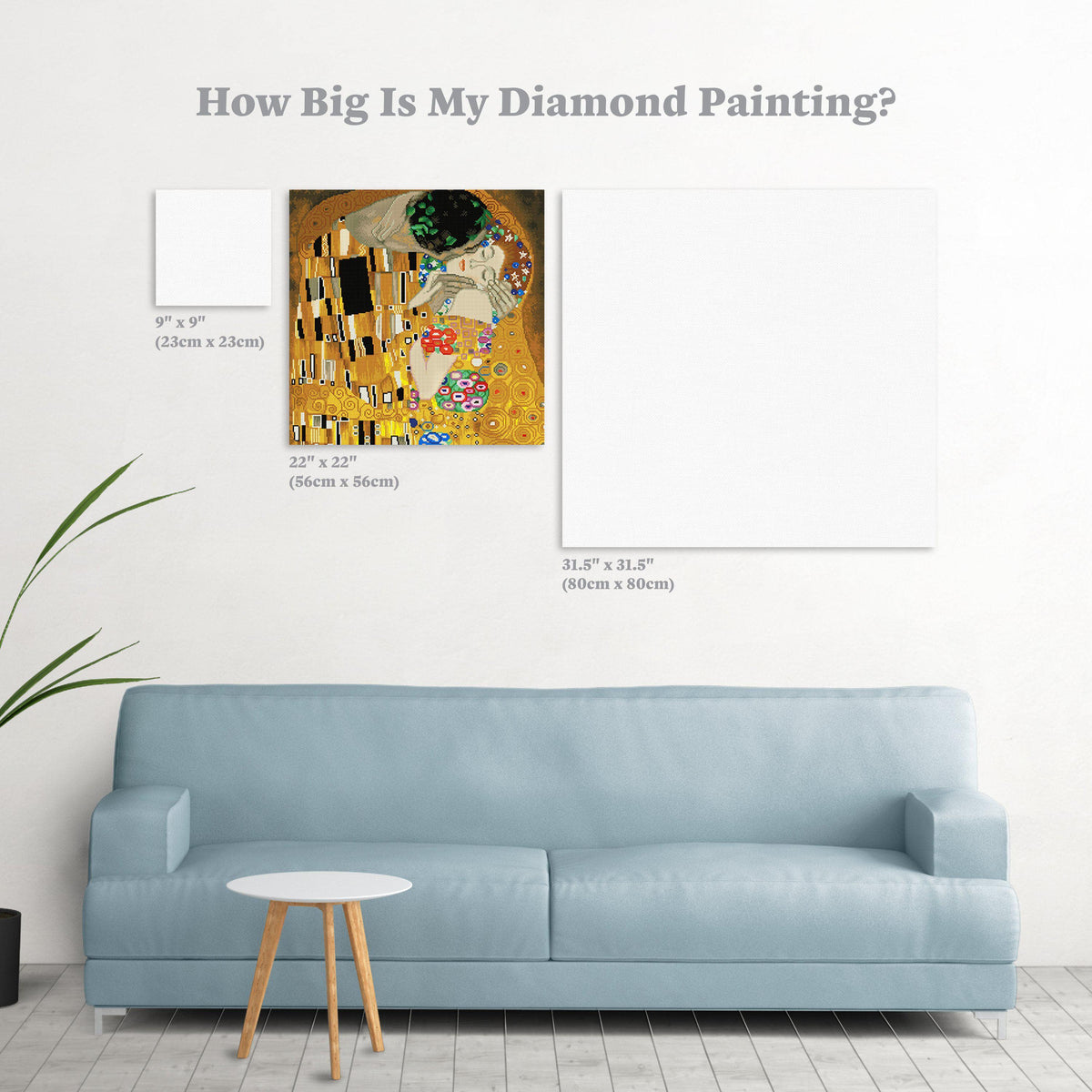 Diamond Painting The Kiss 22" x 22" (56cm x 56cm) / Square with 46 Colors including 4 ABs / 48,841