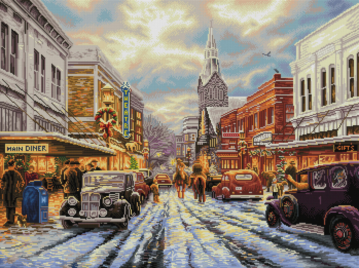 Diamond Painting The Warmth of Small Town Living 34.3" x 25.6" (87cm x 65cm) / Square With 56 Colors Including 5 ABs / 91,089