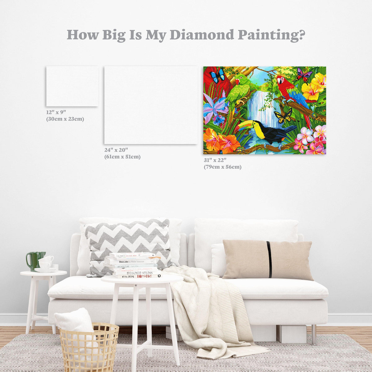 Diamond Painting Tropical Forest 31" x 22″ (79cm x 56cm) / Square with 61 Colors including 2 ABs / 68,951