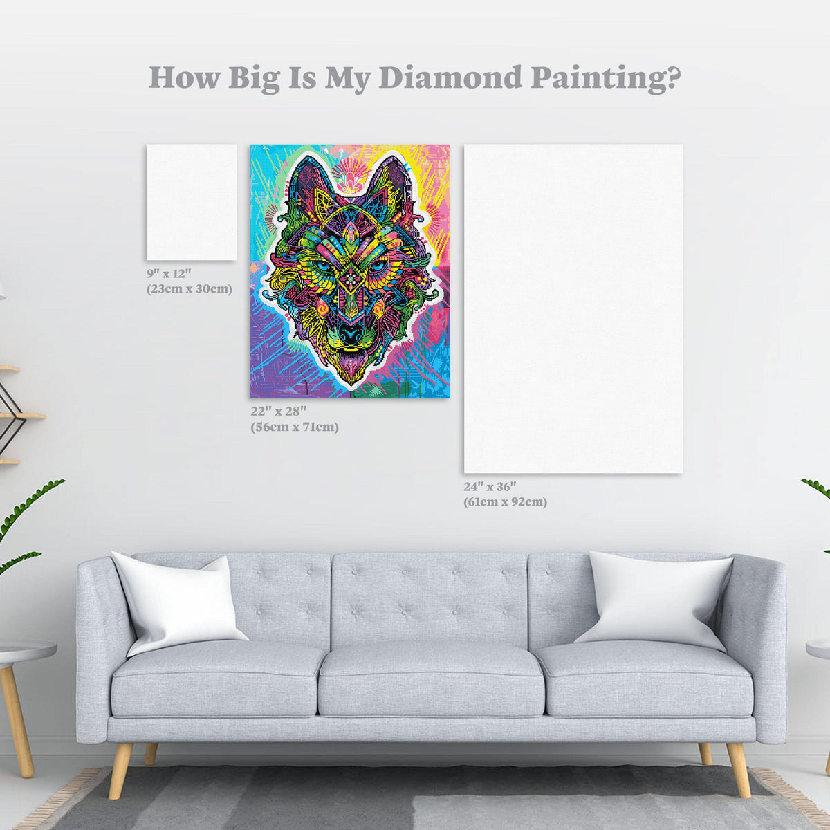 Diamond Painting Wolf Shaman 22" x 28" (56cm x 71cm) / Square With 49 Colors Including 4 ABs / 62,101