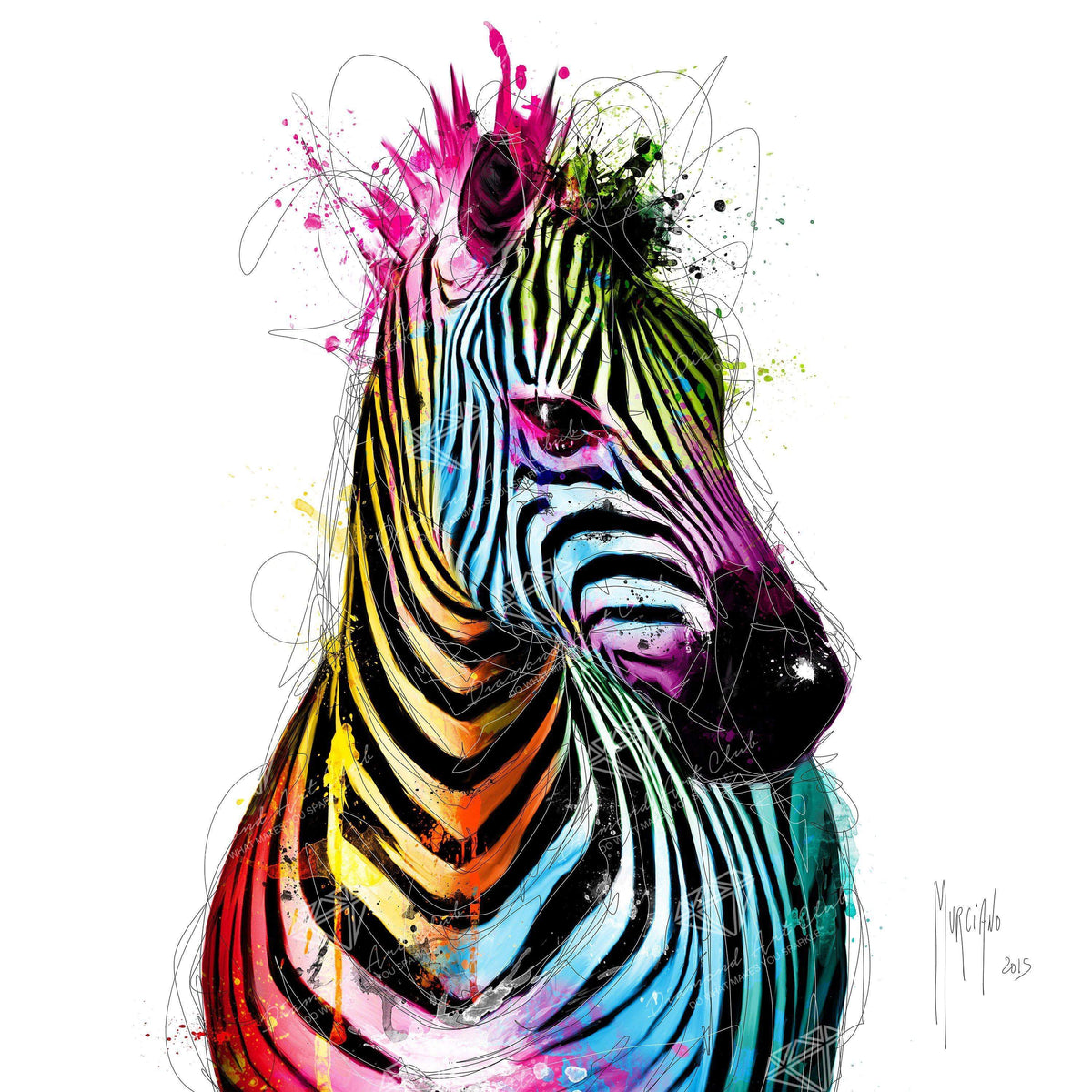 Diamond Painting Zebra Pop 12.6″ x 12.6″ (32cm x 32cm) / Round With 30 Colors including 1 AB / 12,769